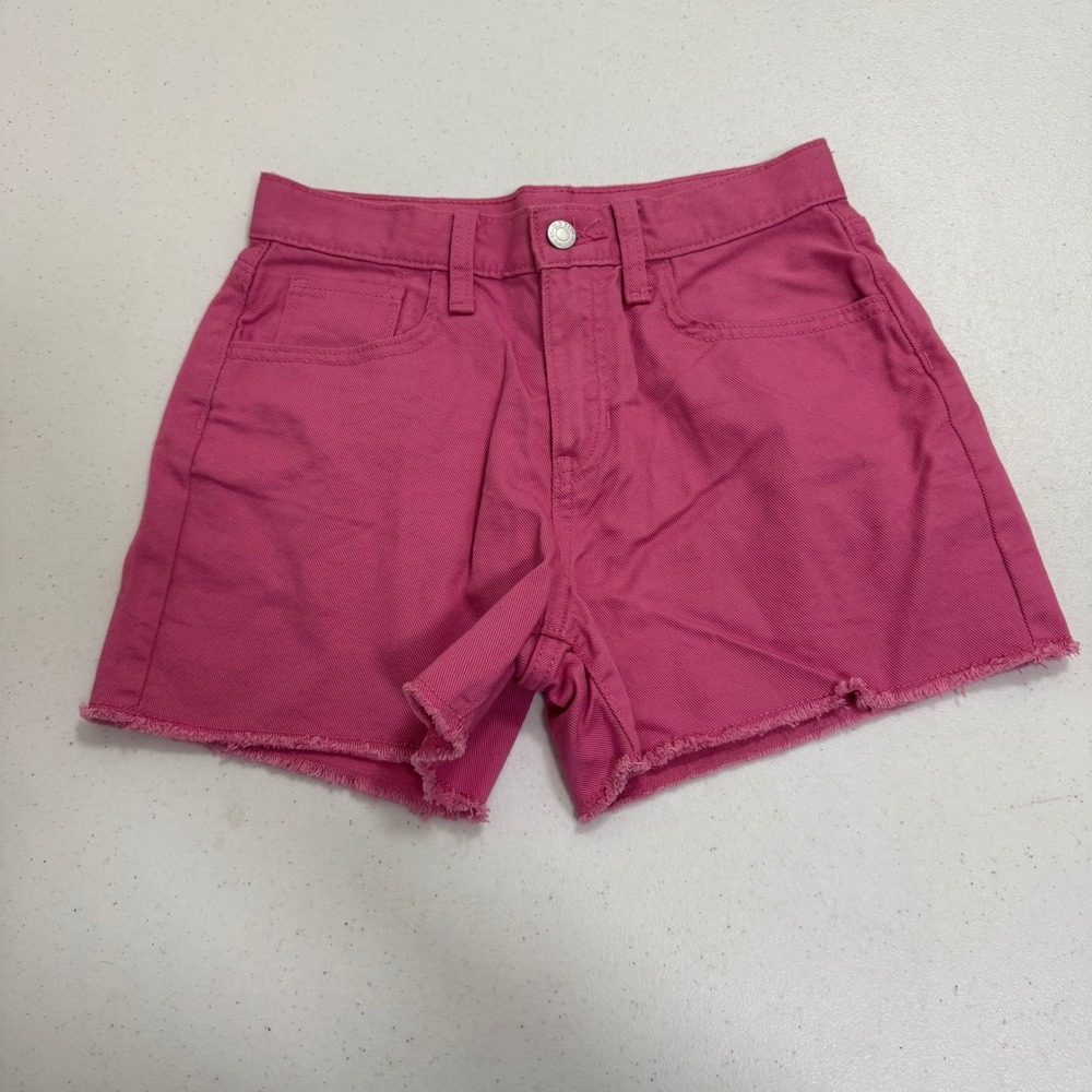 Old Navy Girls High Rise Built-In Tough Pink Denim Frayed Hem Shorts 14